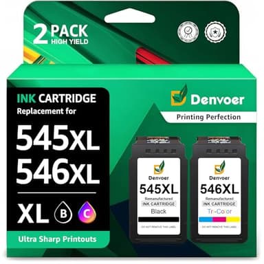 Denvoer PG-545XL CL-546XL Cartouche d'encre Remplacement pour Cartouche Canon 545-546 XL pour Pixma TS3350 TS3450 TS3451 TS3452 TS3150 TR4650 MG2550S MG2950 MG3050 MX495 (Noir, Couleur)
