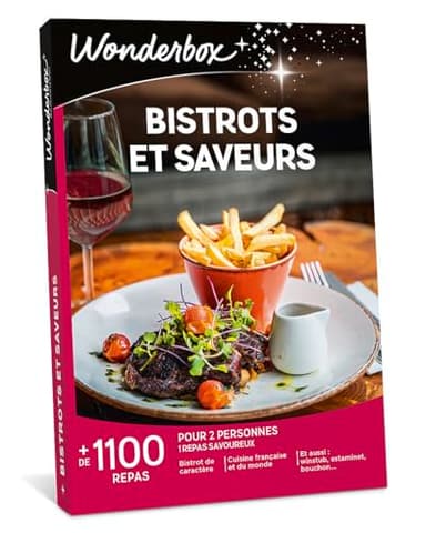 Wonderbox - Coffret Cadeau couple - BISTROTS ET SAVEURS - idée cadeau de noël - 1100 repas en brasseries de caractère