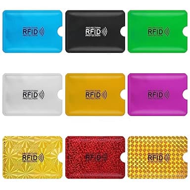 Lot de 9 pochettes de protection RFID pour cartes de crédit et cartes d'identité pour homme et femme, multicolore