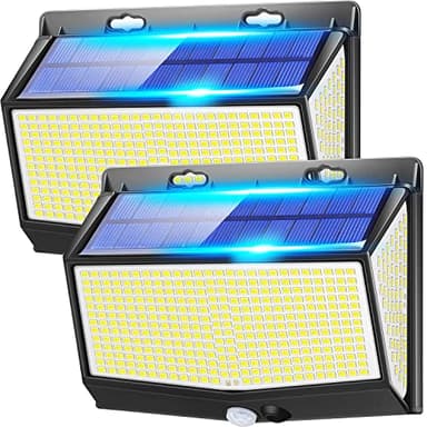 Lampe Solaire Exterieur, 【468LED 2000LM 】Lampe Solaire Exterieur Detecteur de Mouvement, 3 Modes Lumiere Solaire Exterieur, IP65 Étanchéité Eclairage Exterieur avec Detecteur Projecteur Solaire
