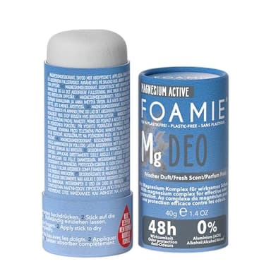 Foamie Déodorant Solide Refresh Homme – Stick déo frais intense 48h – Sans aluminium ni alcool – Vegan & sans plastique – Testé dermatologiquement, 40g
