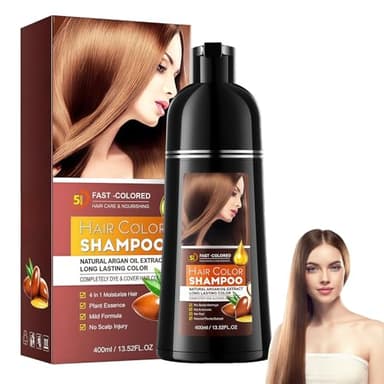 Shampooing Colorant Marron 400ml,Coloration Cheveux Châtain Naturelle, Shampooing Teinture 3 en 1 pour Couvre-Cheveux Blancs,Coloration Rapide & Facile à la Maison pour Hommes et Femmes