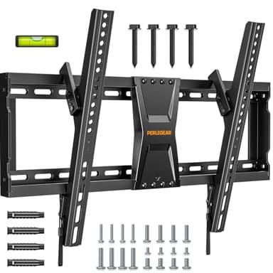 Perlegear Support Mural TV Inclinable pour téléviseurs de 37-82 Pouces Plasma OLED LCD jusqu'à 60 kg, Fixation Murale TV inclinable pour téléviseurs Plats ou incurvés Max VESA 600x400mm, PGLT5