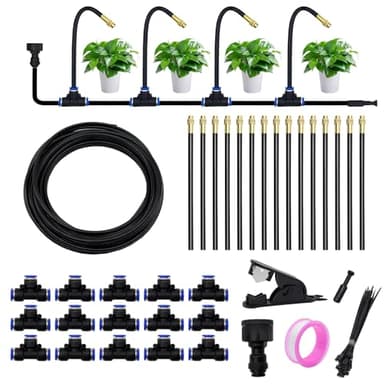 Systeme Irrigation Jardin, Kit de Système d’Irrigation avec Buse Réglable, Système d’Irrigation Automatique de Jardin à 360°, Arrosage pour Jardin, Cour, Pelouse, Serre (15 m / 49,2 ft)