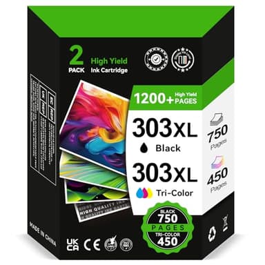 INKYEAH Cartouche 303 XL, Encre 303 Remplacement pour Cartouche HP 303 XL Noir et Couleur, 303 XL Pack de 2 Cartouches pour Envy Photo 7134 7830 6232 6230 7130 6220 6234 7100 7155 7800 7834 7855 7864