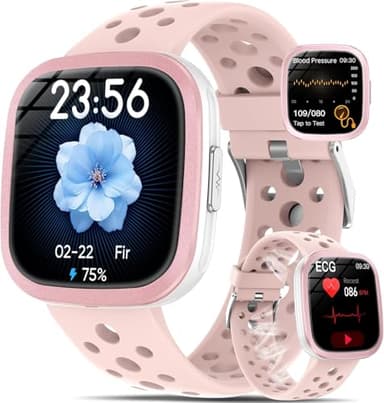 YYKY Nlle Montre Connectée Homme Femme 𝐄𝐂𝐆 santé avec Pressιon artérιelle/1.72"Smartwatch/Acιde urιque/Lιpιdes sanguιns/24H 𝐇𝐑𝐕/BMI/SPΘ₂/Sommeil Appels Bluetooth,Fonction SOS,Bracelet respirant