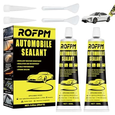 ROFPM 2PCS Colle Pare Brise Voiture Retroviseur, Silicone Noir, Mastic D'étanchéité Carrosserie, Résistance aux Hautes et Basses Températures, pour Le Collage et Portiere, Fenêtres, Toits