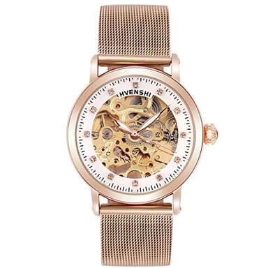 RORIOS Montre Mécanique Automatique Femme Lumineuses Montre Squelette Dial Acier Inoxydable Cadran Dames Montres