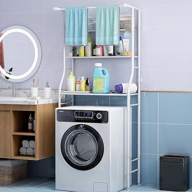 Étagère de rangement empilable pour machine à laver et sèche-linge avec plan de travail, support de toilettes multifonction, idéal pour les appartements et les chambres