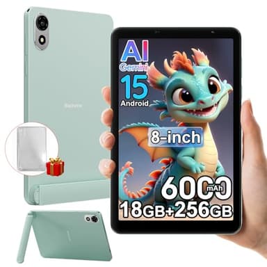 Blackview ZENO1 8 Pouces Tablette 4G, 18Go+256Go/2To Octa-Core, 2 Haut-parleurs, Gaming Tablet Android 15, 6000mAh, 8MP Camera, 5G WiFi Tablette Tactile Gemini AI, Coque/OTG/Hall/FM/3,5mm Jack, Vert