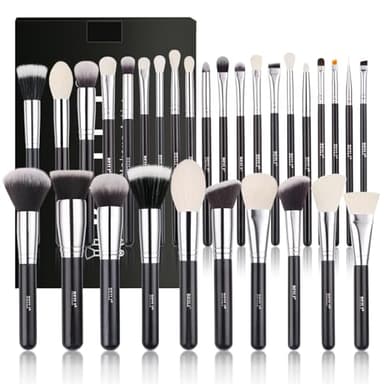 BEILI Pinceaux Maquillage 30 PCS Kit Pinceau Maquillage Professionnel, Lot Pinceaux Maquillages Pour Pinceau Yeux Fond Teint Sourcils Highlighter Makeup Brushes,Poil Naturelles,Noir
