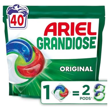 Ariel Grandiose PODS, Lessive Liquide En Capsules 40 Lavages, Original 2 X Action Détachante et Anti-Odeur