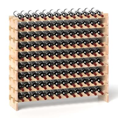 COSTWAY Casier à Bouteilles pour 108 Bouteilles, Étagère à Vin en Bois de Pin, Porte-Bouteilles à 9 Niveaux Modulable et Extensible, Range Bouteille Robustes pour Cave, Cuisine, Bars, Naturel