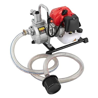 CCGOT Pompe à eau auto-amorçante 42,5 cm³ - Hauteur de refoulement de 10 m ³/h et 30 m - Raccord de 1" - Pompe de jardin pour eaux usées - Pompe à essence 2 temps avec tuyau d'entrée d'eau de 2 m