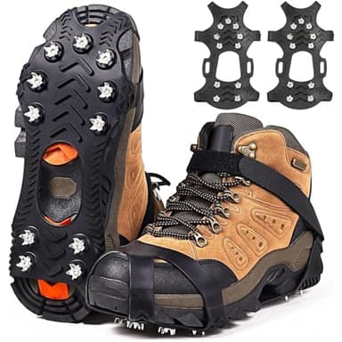 Crampons Alpinisme À Neige Glace, avec 11 Dents, Crampons pour Hiver Randonnée Pêche Marche Le Jogging, l'escalade,Crampons Antidérapants Chaussures Pointe,Crampons pour Bottes de randonné