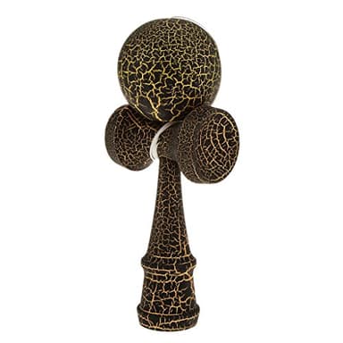 dailymall Fissure en Bois Peinture Skill Ball Kendama Jouet Enfants Jeu D'adresse Attrape-Jouet - Noir Et Or