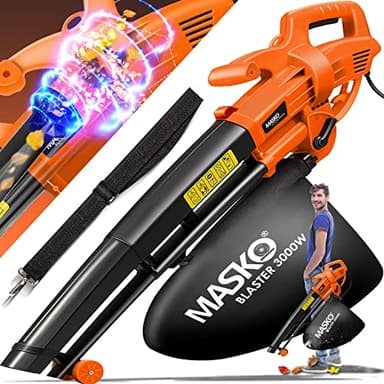 MASKO® Aspirateur électrique | 3 en 1 | 3000W | Bandoulière et roulettes | Sac de ramassage 45L | Souffleur de Feuilles Aspirateur de Jardin Souffleur de Jardin