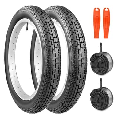 MEGHNA Pneu de vélo 18x2,35 pouces + 2 chambres à air + 2 démonte-pneus – Pneus de qualité supérieure pour la vie quotidienne et VTT pour vélo d'équilibre enfant/vélo enfant, vélo pliant