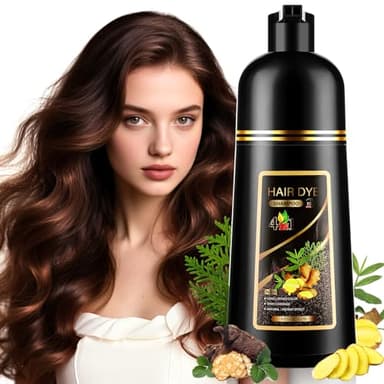 500ML Shampoing Colorant Chestnut Brown, 4 in 1 Shampooing Teinture Cheveux Blancs, Naturelle Instantanée Shampooing Tcheveux colorés,Hair Dye Shampoo Cheveux Colorés, Hair Dye pour Hommes Femmes