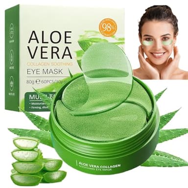 60 Pièces Patch Yeux Anti Cernes, Masque pour les Yeux Aloe Vera Éclaircir Les Cernes, Nourrit et lisse le contour, contre Poches Rides Cercles foncés Puffiness pour Hommes et Femmes