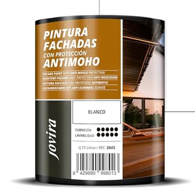 JOVIRA PINTURAS Peinture Façades Anti-Moisissures hydrofuge, imperméable et anti-fissures. (750 Millilitres, Blanc)