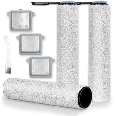 Switch S7 Kit d'accessoires de rechange compatible avec Tineco Floor ONE Switch S7/S7 FlashDry Smart/S7 Stretch Ultra sans fil pour aspirateur humide et sec 3 brosses à rouleaux principales, 3 filtres
