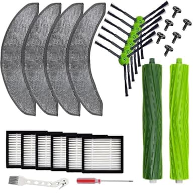 Aceesories Replacement Parts Compatible with iRobot Roomba Combo j7 j7+ j9+ Robot Vacuum & Mop Cleaner,Filter,Brush,Mop Pads (18 pack Brush+fiilter+mop kit For J7+ J9+)