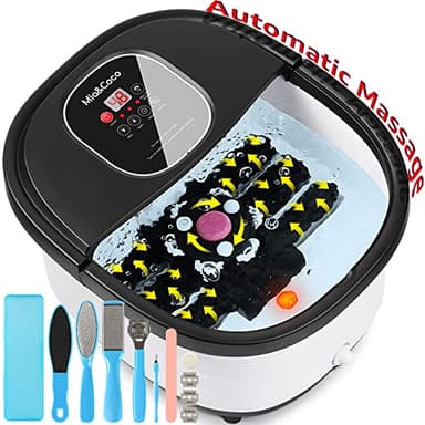 Masseur de pieds avec massage et chauffage automatiques, bain de pieds masseur électrique, bain de pieds avec Shiatsu, modes de massage par pression et pétrissage, fonctions vibrations et bulles