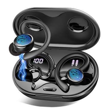 Ecouteurs Bluetooth sans Fil Sport, New Écouteurs Bluetooth 5.4 avec 4 ENC Réduction de Bruit Mic, 50H 3D HiFi Stéréo Ecouteurs sans fil sport, IP7 Étanche Oreillette Bluetooth Casque running fitness