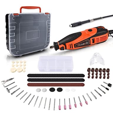 GOXAWEE Outil Rotatif Multifonction, 180W Outils Multifonctions Sans fil avec 181 Accessoires, 5 Vitesse Réglable, 8000-35000 tr/min pour Découper, Poncer, Percer, Nettoyer, Sculpter, Polir, Graver