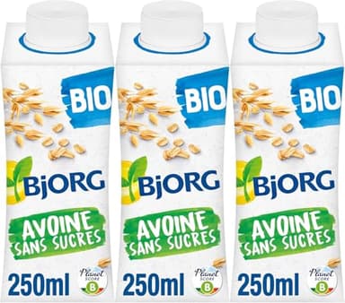 BJORG - Boisson Avoine Sans Sucres ajoutés - Boisson végétale Bio - Format à emporter partout - 3 x 25 cl