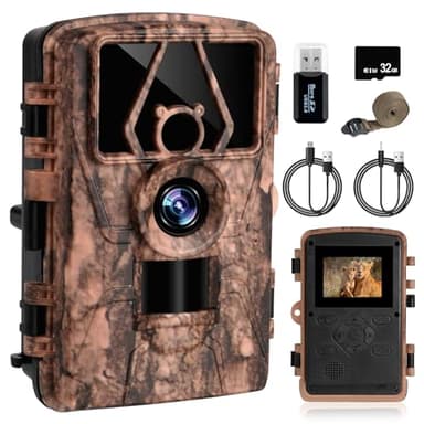 Flintronic Camera de Chasse Nocturne, 8K 60MP HD Caméra de Chasse, Invisible Infrarouge Vision Nocturne Animaux Piege Caméra Photographique, Camera Suiveuse Exterieur Étanche Angle 120 °