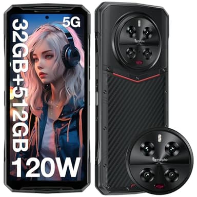 DOOGEE DK10 5G Telephone Portable Incassable 120Hz,32GO+512GO,AMOLED 6.67'' FHD+ Dimensity 8050 Smartphone Incassable,50W Wireless Charge+120W Charge,Morpho 64MP Night Vision,Android 13/NFC/WiFi6