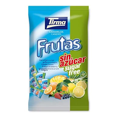 Tirma Caramels aux fruits sans sucre | Caramels sans gluten | Caramels sans sucre | Bonbons durs vegan | Bonbons emballés individuellement | Confiserie des Canaries | 150g