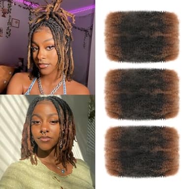 Afro Kinky Curly Braiding Bulk Hair For Mini Twists Afro Kinkys Bulk Synthetic Hair Cuban Twist Hair Soft Locs Micro Spring Twist For Dreadlocks Loc Repair (T30#, 8 Inch (Pack of 3))