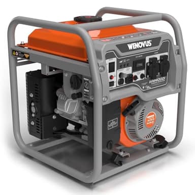 WENOVUS Groupe Electrogene à Essence 3800Watt Inverter Generateur, 4 Temps|2x230V|Groupe Générateur de Secours Essence Parallèle, Technologie Silencieuse Pour les Caravanes, Garage, Jardin, Camping