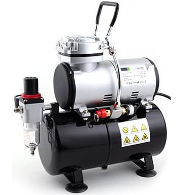 Fengda Compresseur Aerographe Professionnel FD-186 avec réservoir d’air/Régulateur de pression / 3L / 4 bars/Arrêt Auto