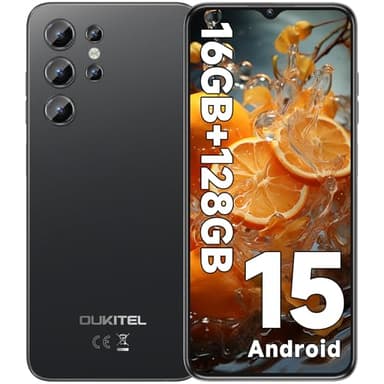 OUKITEL C1 Smartphone Pas Cher Android 15, 16(4+12)Go +128Go(TF 1TB) Telephone Portable Pas Cher, 6.52" HD+ Écran, 5150mAh Telephone, 13MP+5MP Téléphone Gaming, Triple 4G SIM/GPS/Fingerprint/OTG/3.5mm