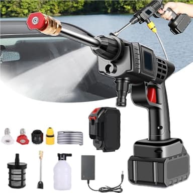 Nettoyeur Haute Pression, 90 Bar Nettoyeur Haute Pression sans Fil Portable avec 5m Tuyau, Régulation Intelligente de la Pression, Longue Durée de Vie, pour Voiture, Terrasse, Fenêtre, Pelouse, Pet