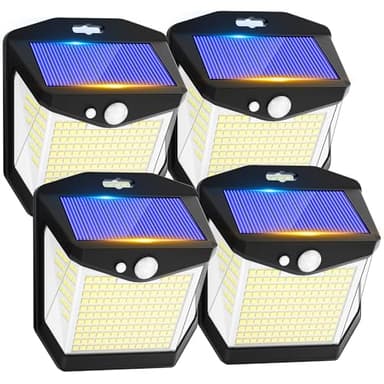 Vanranger Lampe Solaire Exterieur Détecteur Mouvement - 248 LED Lumiere Solaire Exterieur IP65 Etanche éclairage 270° Sécurité sans Fil lampe Mural Applique Exterieur pour Jardin Lot de 4
