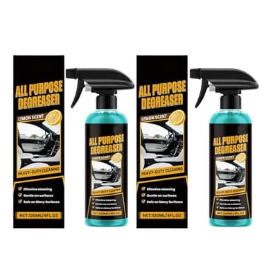 Lot de 2 sprays dégraissants universels de 120 ml pour voiture, maison, four, cuisinière, plan de travail, évier, armoire de cuisine, de cuisson