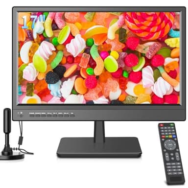 ZOSHING TV 17 Pouces(41cm),Petite HD 1080P LED TV avec Tuner Numérique T2/H.256 TNT,12 Volts in et entrées HDMI-USB-VGA-Convient aux Camping,Cuisines