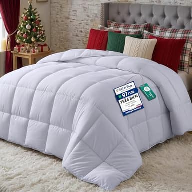 Utopia Bedding Couette 220x240 cm, Couette Chaud 370 GSM, pour lit 2 Personne, Couverture Blanc avec Onglets d'angle (Blanc)