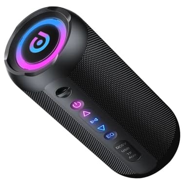 taopodo Enceinte Portable Bluetooth 5.4 sans Fil avec Bass Puissantes, 30W Enceinte Bluetooth, Autonomie 30 hrs, Lumières RGB, Appairage TWS, IPX7, AUX, TF, pour l'extérieur/La Fête/Voyage, Noir