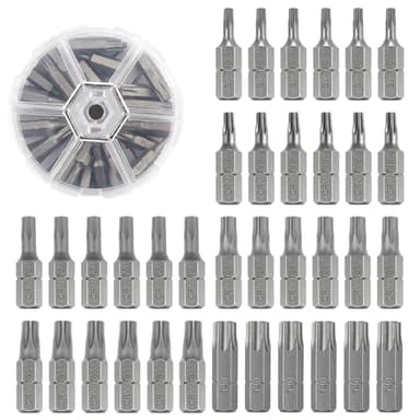 MISIQIMA 36 Pièces Embouts Torx de Rechange 25 mm, Embout Visseuse Torx, Embout Visseuse Placo avec Poignée Hexagonale 1/4 pour Tournevis Manuel et Perceuse (T10/T15/T20/T25/T30/T40)
