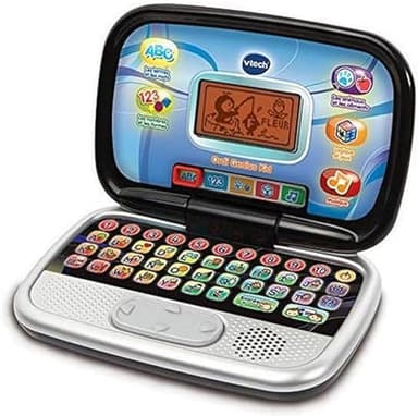 VTech - Ordi Genius Kid Noir, Ordinateur Enfant avec Écran Rétroéclairé, 20 Activités et Jeux Évolutifs, Jouet Éducatif, Cadeau Enfant de 3 Ans à 7 Ans - Contenu en Français