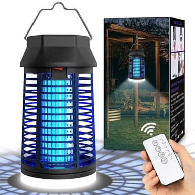 seenlast Lampe Anti Moustique Extérieur, 4200V 15W UV Tue Mouche Electrique, avec Lumière LED et Télécommande,Tueur d'Insectes Électrique Anti Insectes Mouche Répulsif Efficace Portée 140m²