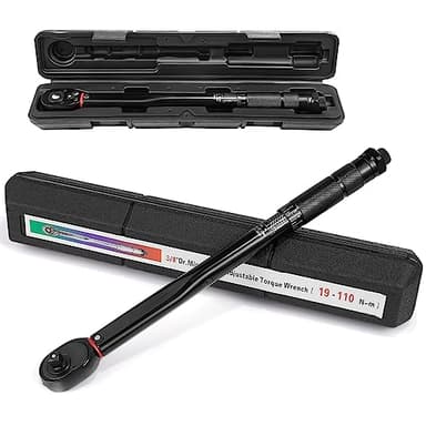Vusddy Clé Dynamométrique Professionnelle 3/8" Pour Voiture Et Moto, 19-110 Nm, Micro-ajustement 0,1 Nm Avec Verrouillage, Précision D'erreur ± 3%, Tête à Cliquet 72 Dents, Petit Et Portable