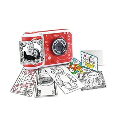 VTech - KidiZoom Print Cam Rouge, Appareil Photo à Impression Instantanée, Photo, Selfie, Vidéo, Écran Couleur, Filtres et Effets Rigolos, Cadeau Enfant Dès 5 Ans - Contenu en Français
