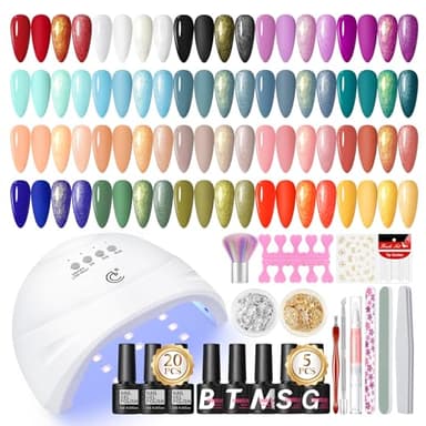 COSCELIA Kit Ongle Gel U V Complet, 20 Couleurs Vernis Semi Permanent avec Lampe à Ongles U V / LED ,Base Top Coat et Outils de Manucure Kit Ongle Gel UV Complet pour Débutants